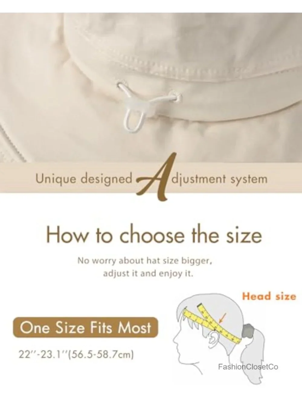 Wide Brim Sun Hat with Ponytail Hole Foldable Adjustable Cotton Beach Hat